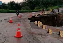 Lluvias causan hundimiento en la ruta Ciudad Quetzal y San Raymundo en Guatemala