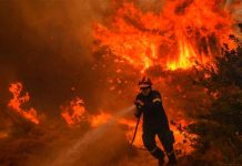 Bomberos sofocan las llamas de los incendio en Atenas