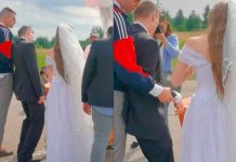 ¿Se quería arrepentir? Novio llega bien "bolo" a su boda (video)