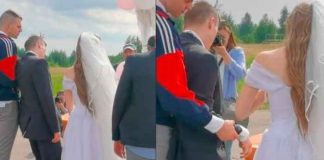 ¿Se quería arrepentir? Novio llega bien "bolo" a su boda (video)