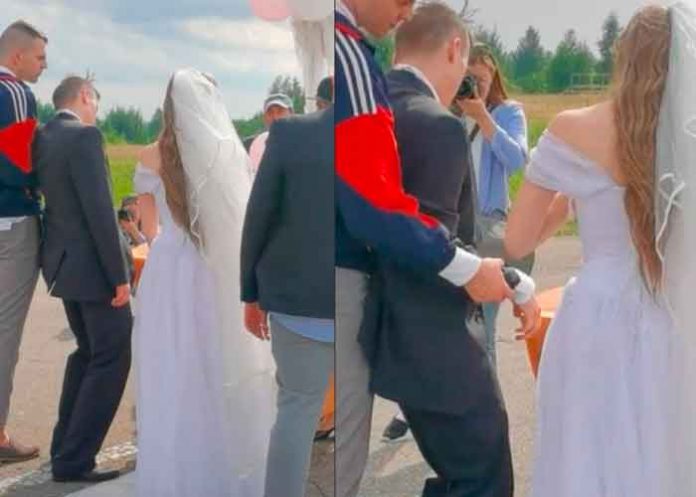 ¿Se quería arrepentir? Novio llega bien 