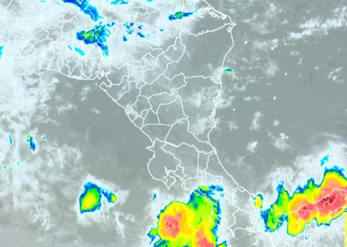 Proyección del clima en la región de Nicaragua con posibilidades de lluvias