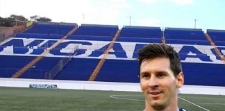 Imagen de Messi en montaje con el Estadio Nacional de Nicaragua