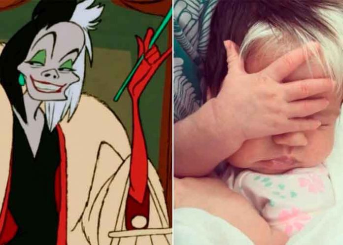 Conocé a Baby Cruella, la bebé con su mechón blanco como el de la villana