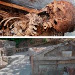 Tumba con un cuerpo momificado en Pompeya