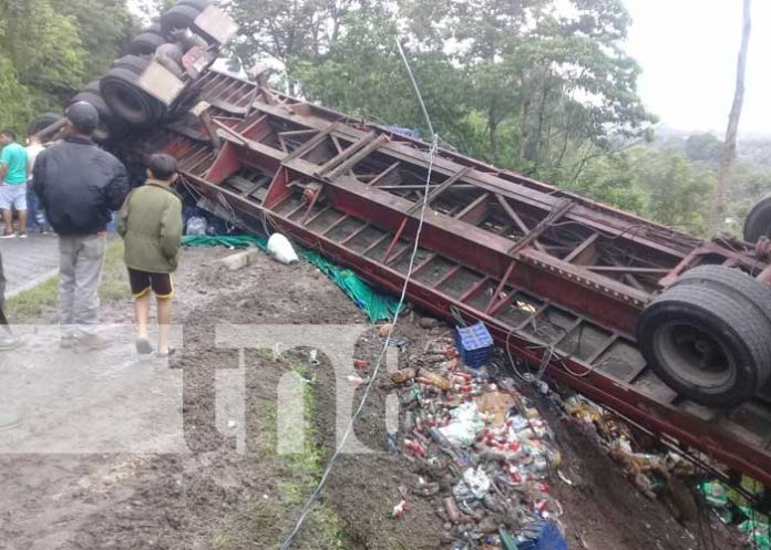 Rastra que sufrió un accidente de tránsito en Jinotega