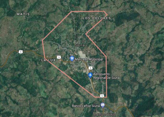 Mapa de la ciudad de Siuna, Caribe Norte
