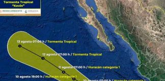 Tormenta Kevin se sigue fortaleciendo frente a costas de México