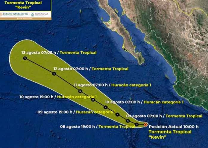 Tormenta Kevin se sigue fortaleciendo frente a costas de México