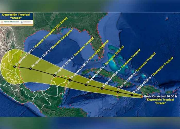 Trayectoria de la tormenta tropical Grace
