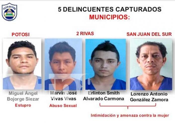 Detienen a hombres que cometieron delitos contra la mujer en Rivas