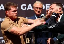 Canelo Álvarez y Caleb Plant no pudieron esperar el 6 de noviembre para pelear Canelo Álvarez y Caleb Plant no pudieron esperar el 6 de noviembre para pelear.