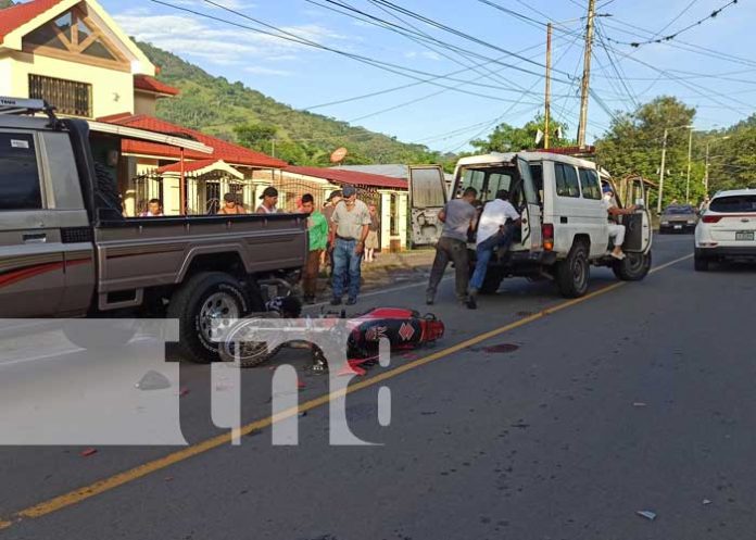 Escena de un fuerte accidente de tránsito en San Ramón, Matagalpa