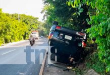 Managua: Conductor ileso tras volcarse en el km 9.5 de la Carretera Sur Conductor ileso tras volcarse en el km 9.5 de la Carretera Sur en Managua
