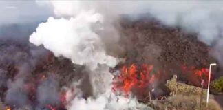 Apocalípticas imágenes del descenso de lava en La Palma, España