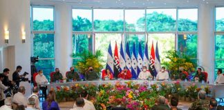 Firma de acuerdo fronterizo entre Nicaragua y Honduras, presidido por el Comandante Daniel Ortega