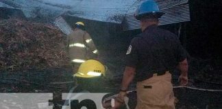 Lugar de un incendio con bagazo seco en Carazo