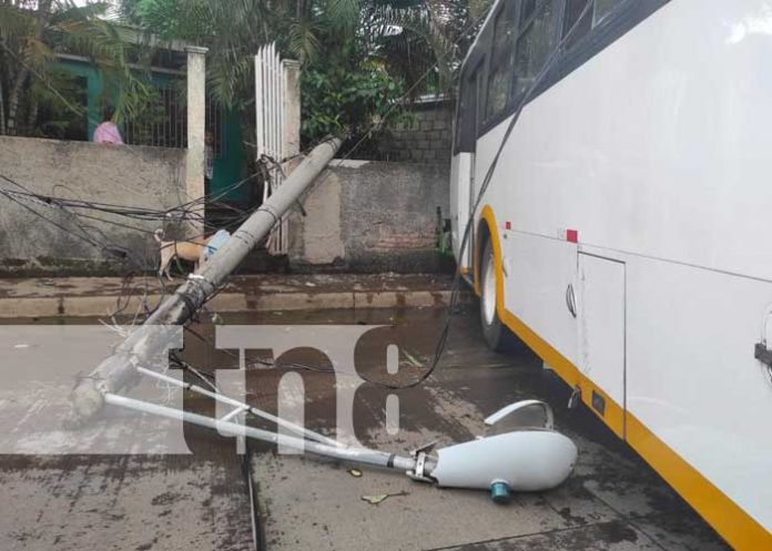 Busero se estrella contra un poste y una vivienda