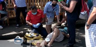 Escena del accidente en sector del Mercado Oriental, Managua