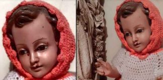 Imagen del Niño Jesús llora lágrimas de sangre en México