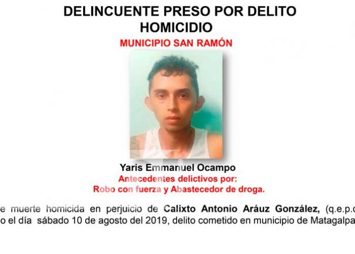 Capturan a asesino en Matagalpa