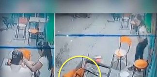 Se hace viral por agarrar a sillazos a hombre que la quería agredir en la calle