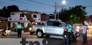 Motociclista lesionado tras impactar contra una camioneta en Juigalpa