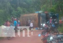 Una niña fallecida y 11 lesionados tras vuelco de camión en Wiwilí, Jinotega Mortal accidente de tránsito en Wiwilí, Jinotega