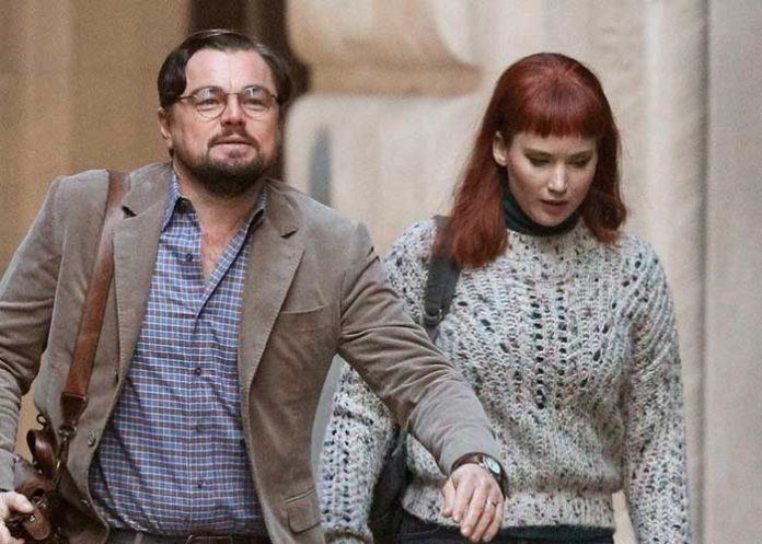 Leonardo DiCaprio y Jennifer Lawrence en la película Dont' Look Up