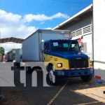 Camiones con juguetes para distribuirse en Managua