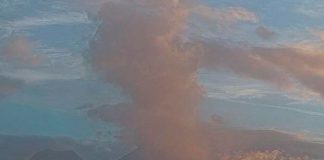 Expulsión de cenizas del Volcán San Cristóbal, en Chinandega