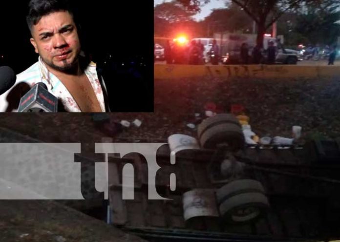 Escena del mortal accidente de tránsito en La Garita Norte, Managua