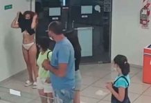 Argentina se quita el vestido y lo usa como mascarilla para entrar a heladería