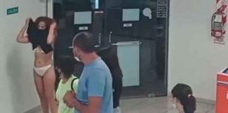 Argentina se quita el vestido y lo usa como mascarilla para entrar a heladería
