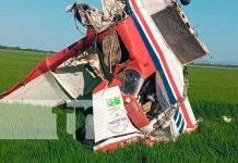 (FOTOS) Avioneta se viene a pique en Malacatoya, Granada, por falla en el motor Avioneta que sufrió accidente en Malacatoya, Granada