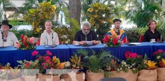 Conferencia de prensa por parte de brigadas de EEUU y Canadá, felicitando a Nicaragua