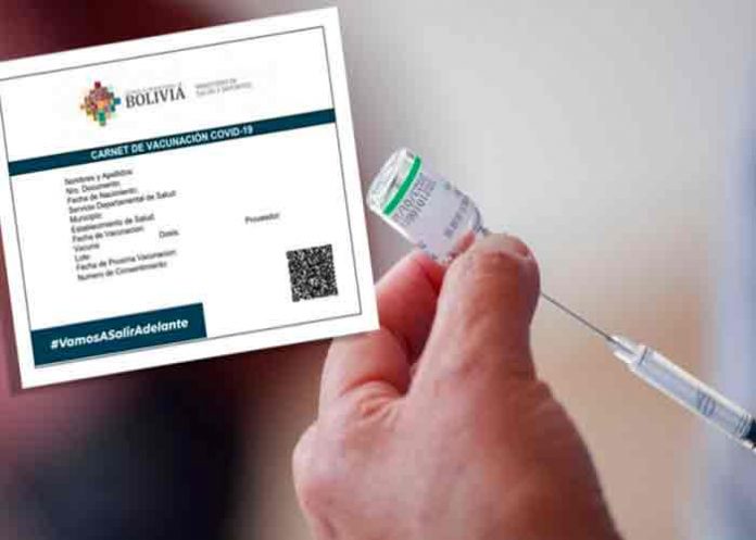 carne-de-vacunacion- Entra en vigencia en Bolivia el carné de vacunación anticovid