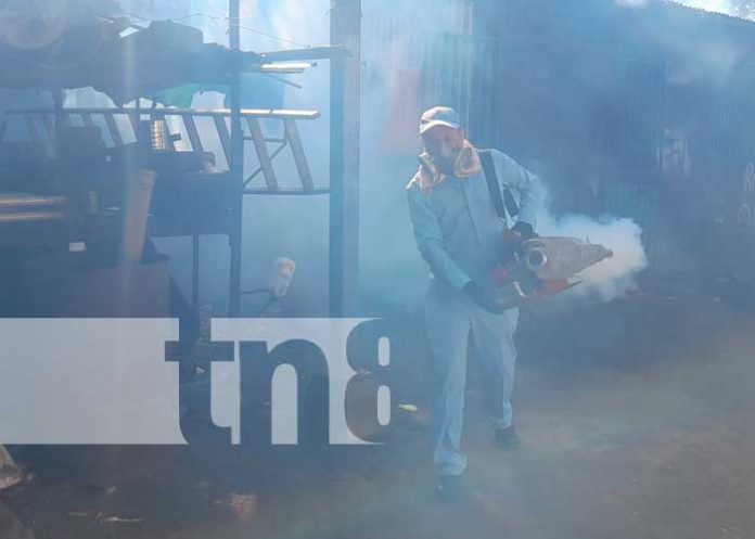 Fumigación en el barrio Redentor, Distrito I de Managua