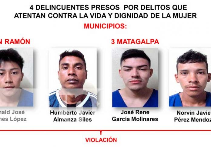 Personas detenidas en Matagalpa por cometer delitos