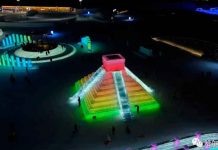 China exhibe en hielo la hermosa pirámide de Kukulkán China exhibe en hielo la hermosa pirámide de Kukulkán