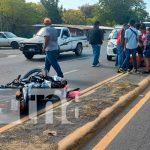 Irrespetar «Alto» le cuesta caro a conductor de moto en Managua Accidente de tránsito en la Carretera Nueva a León, Managua