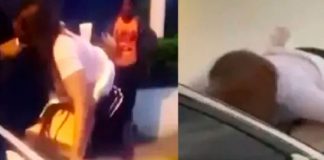 "Cachuda" se abalanza como fiera al carro del marido saliendo de motel