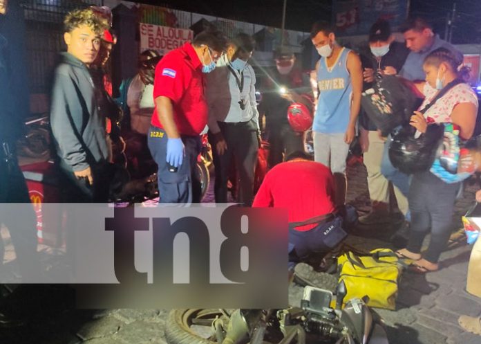 Accidente de tránsito deja a un motociclista lesionado en Managua
