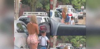 Polémica: Madre va "casi desnuda" a traer a su hijo al colegio en Bolivia