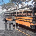 Bus calcinado tras incidente en Nueva Segovia