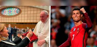 Mamá de CR7 le regaló al papa la camiseta de Portugal