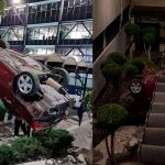 Como de película: Un carro cae desde el cielo en Universidad de México Un carro cae desde el cielo en Universidad de México