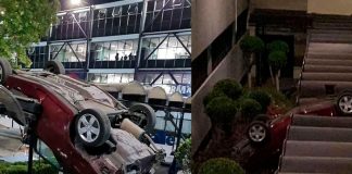 Un carro cae desde el cielo en Universidad de México