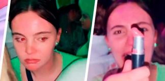 Mujer marca a hombres con labial dentro de una discoteca
