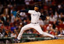 Chapman lanzaría el 8vo para seguir en ritmo aroldis, chapman, yankees, nueva, york, béisbol,